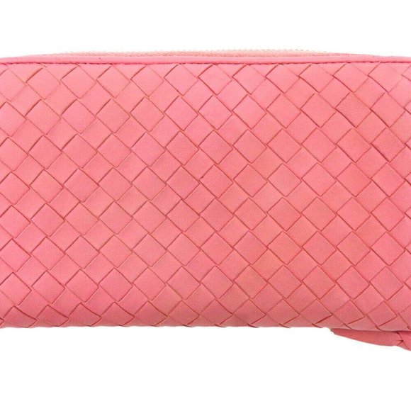BOTTEGA VENETA Long Wallet Intrecciato Pink Leather Authentic USED - Picture 4 of 11